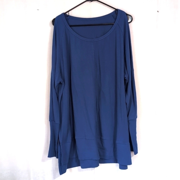 Blue Long Split Sleeve Tunic Blouse Size XX-Large - Picture 1 of 6